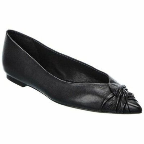 Maje Ballerina Flats Point Toe Black Leather Women's Size 6 & 8 Shoes MSRP $315 - Picture 1 of 9
